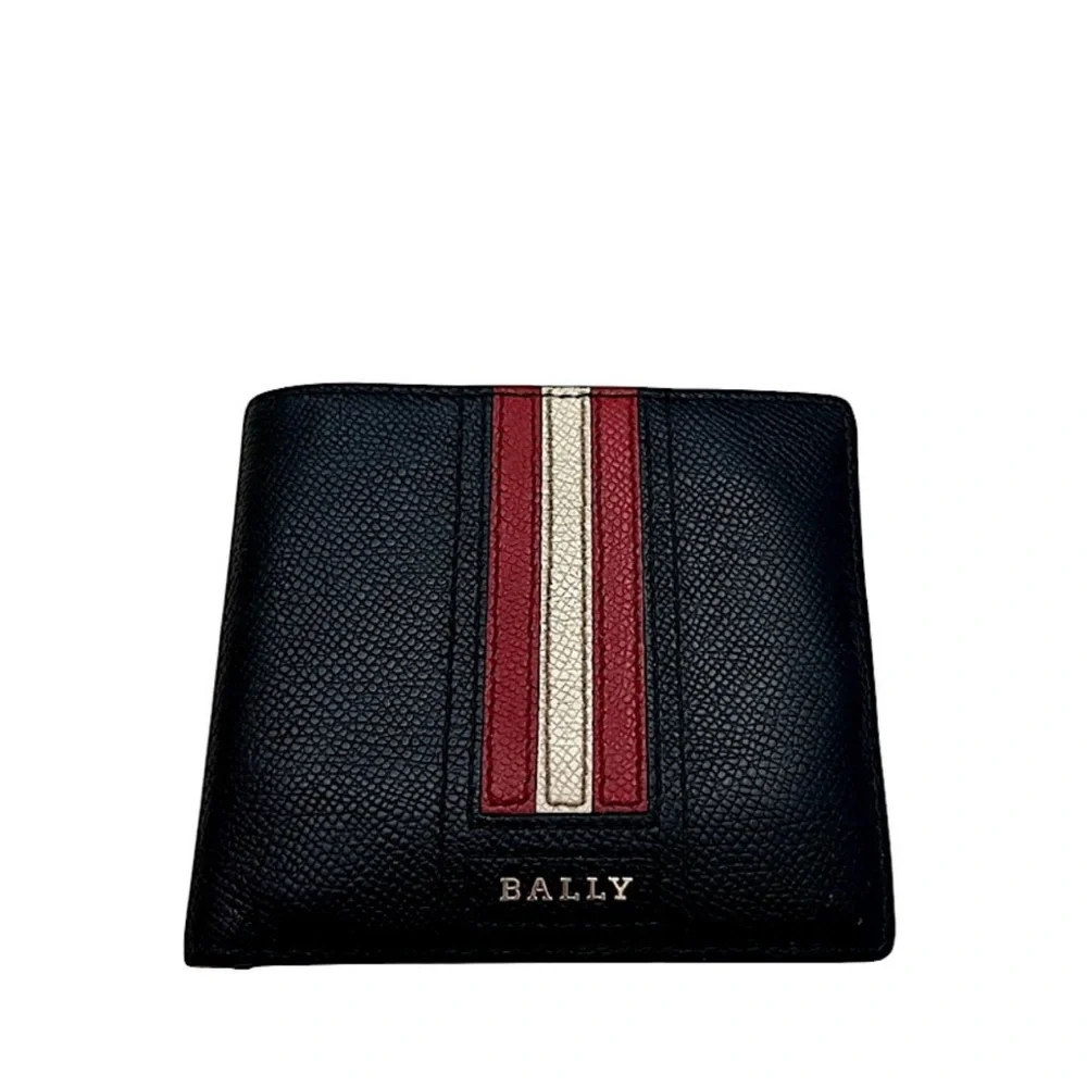 BALLY - BLACK RED WHITE ALL LEATHER TALEK BIFOLD WALLET
